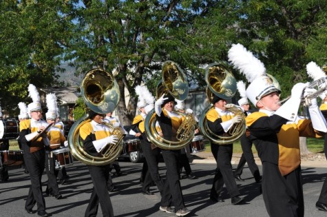 Marching band provides music in the homecoming parade.