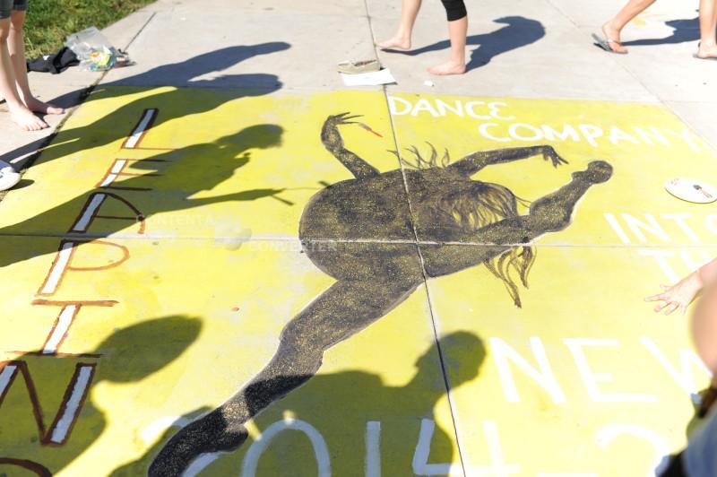 Dance Company's street art displays vibrant colors during homecoming week.