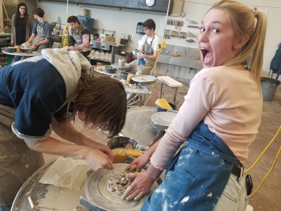 Tucker Davis and Paige Nelson in Ceramics